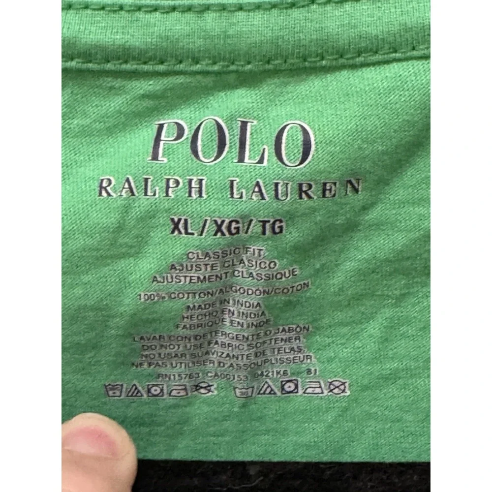 POLO RALPH LAUREN Shirt Mens ‎ Kelly Green Crewneck Size XL Preppy